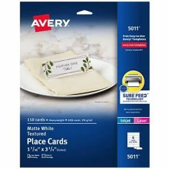 Cheapest 🔔 Avery Textured 1.44"H X 3.75"W White Matte Table Tents, Inkjet/Laser, 150/Pack 💯