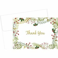 Best Pirce 🤩 Great Papers® Thank You Note Cards Great Papers! Merry Twigs Holly Matte Personal Thank You Notecard, Multicolor, 50/Pack (2020112) 🔔