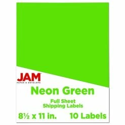 Budget 💯 JAM Paper® Shipping Labels, Full Page, 8 1/2 X 11 Sticker Paper, Neon Green, 10/Pack (337628609) 👏