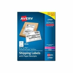Buy 💯 Avery Laser/Inkjet Shipping Labels With Paper Receipts, 5 1/16" X 7 5/8", White, 100 Labels/Pack ⌛