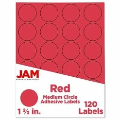 Cheapest 🥰 Labels JAM Paper Circle Round Label Sticker Seals, 1 2/3 Inch Diameter, Red, 120/Pack (3147612194) 😍