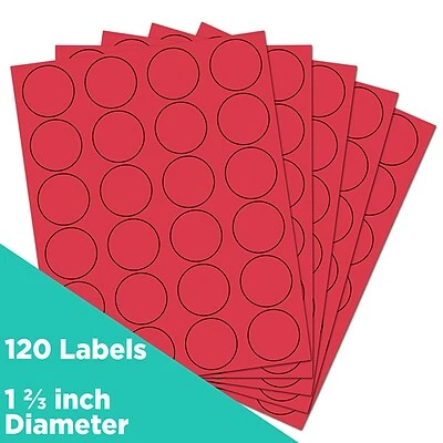 Cheapest 🥰 Labels JAM Paper Circle Round Label Sticker Seals, 1 2/3 Inch Diameter, Red, 120/Pack (3147612194) 😍 - Image 2