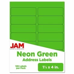 Deals 🌟 JAM Paper® Shipping Address Labels, Rectangular, 1 1/3 X 4, Neon Green, 126/Pack (359329613) 🌟
