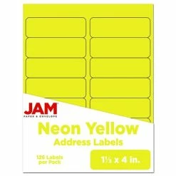 Buy 👍 JAM Paper® Shipping Address Labels, Rectangular, 1 1/3 X 4, Neon Yellow, 126/Pack (359329614) 🛒