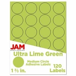 Discount 🎉 Labels JAM Paper Circle Round Label Sticker Seals, 1 2/3 Inch Diameter, Ultra Lime Green, 120/Pack (147627049) 👍