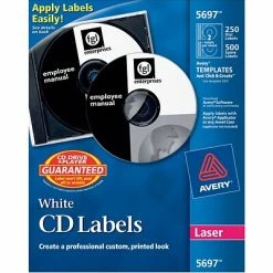 Best deal ❤️ Avery® Matte Laser CD/DVD Labels, White, 250/Pack (AVE5697) 👍