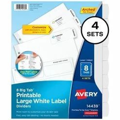 Best Pirce 😍 Binder Accessories Avery Large Printable Big Tab Paper Label Dividers, 8 Tabs, White, 4 Sets/Pack (14439) ❤️