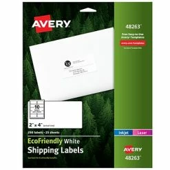 Best Pirce 🌟 Avery EcoFriendly Laser/Inkjet Shipping Labels, 2" X 4", White, 250 Labels Per Pack (48263) 👏