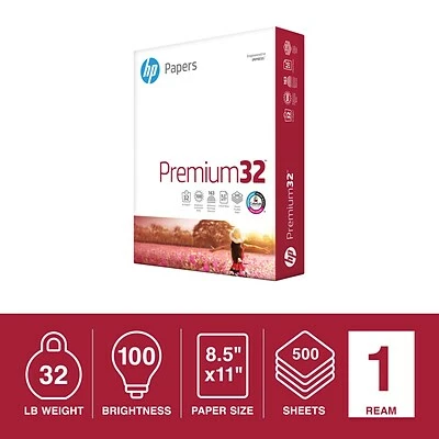 Cheap ❤️ Copy & Printer Paper HP Premium32 8.5" X 11" Multipurpose Paper, 32 Lbs., 100 Brightness, 500/Ream (113100) ⌛ - Image 2