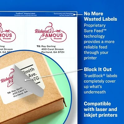 Best reviews of 💯 Avery TrueBlock Laser Shipping Labels, Sure Feed Technology, 3 1/3" X 4" White, 600 Labels Per Pack (5164) 👏 - Image 2