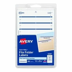 Hot Sale ⭐ Avery Easy Peel Laser/Inkjet File Folder Labels, 2/3" X 3 7/16", Dark Blue, 252 Labels Per Pack (13921/5200) ❤️