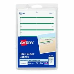 Best Pirce 🛒 Avery Laser/Inkjet File Folder Labels, 2/3" X 3 7/16", Green, 252/Pack (5203) 👏