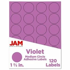 Outlet 😀 Labels JAM Paper Circle Round Label Sticker Seals, 1 2/3 Inch Diameter, Violet Purple, 120/Pack (147627058) 🛒