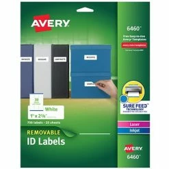 Best deal 🤩 Avery Removable Inkjet/Laser Labels, 1" X 2 5/8", White, 750 Labels Per Pack (6460) 👍