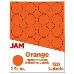 Buy 👏 Labels JAM Paper Circle Round Label Sticker Seals, 1 2/3 Inch Diameter, Orange, 120/Pack (147627053) 🎉