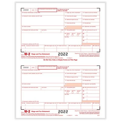 Budget 🎁 Tax Forms ComplyRight W-2 2-Up Federal Copy A Tax Form, 50/Pack (520150) 🤩
