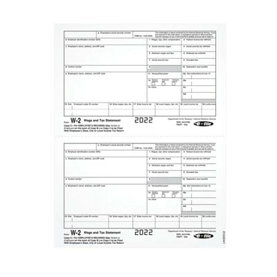Budget 🔔 W-2 Individual Forms TOPS W-2 Tax Form, 1 Part, Copy C, White, 8 1/2" X 11", 100 Forms/Pack 🔔