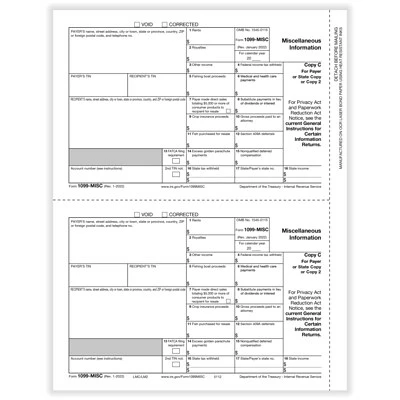 Brand new 😍 Tax Forms ComplyRight 1099-MISC 2-Up Payer Copy C Tax Form, 50/Pack (511250) ❤️