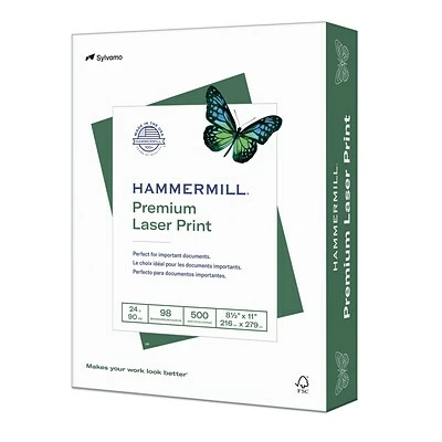 Coupon 🔔 Hammermill® 24-lb. Laser Print Laser Papers 🔨 Hammermill Premium Laser Print 8.5" X 11" Multipurpose Paper, 24 Lbs., 98 Brightness, 500/Ream (104604) 🌟