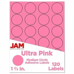 Hot Sale 🔥 Labels JAM Paper Circle Round Label Sticker Seals, 1 2/3 Inch Diameter, Ultra Pink, 120/Pack (147627062) 🧨