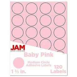 Flash Sale 😉 Labels JAM Paper Circle Round Label Sticker Seals, 1 2/3 Inch Diameter, Baby Pink, 120/Pack (147628279) ✨