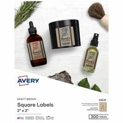 Cheap ⭐ Pricing Tags & Retail Tags Avery Print-to-the-Edge Laser/Inkjet Specialty Labels, 2" X 2", Kraft Brown, 12 Labels/Sheet, 25 Sheets/Pack (22846) 🔥