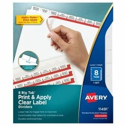 Hot Sale 🤩 Binder Accessories Avery Index Maker Print & Apply Big Tab Label Paper Divders, 8 Tabs, White (11491) 🎉