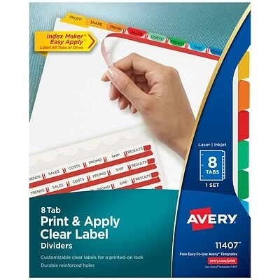 Best deal ⌛ Binder Accessories Avery Index Maker Print & Apply Label Paper Dividers, 8-Tab, Multicolor (11407) 🎁