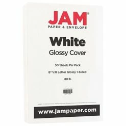 Coupon 😍 Jam® Glossy Cardstock Paper JAM Paper 80 Lb. Cardstock Paper, 8.5" X 11", White Glossy, 50 Sheets/Pack (01034702F) 🥰