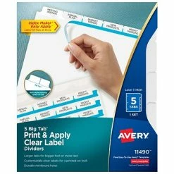 Best Pirce 🤩 Binder Accessories Avery IndexMaker Print & Apply Paper Dividers, 5 Tabs, White (11490) ⭐
