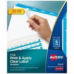 Best deal 🥰 Binder Accessories Avery Index Maker Print & Apply Label Paper Dividers, 5-Tab, Blue, 5 Sets/Pack (11410) 🤩