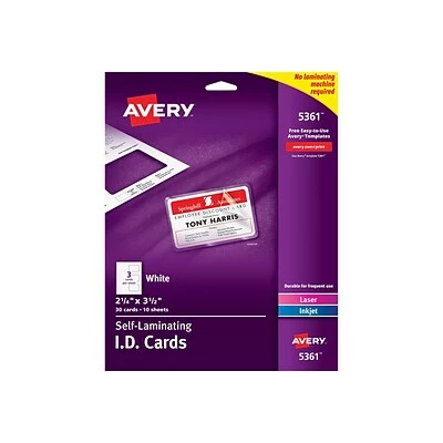 Best reviews of 🎁 Avery® Laminated I.D. And Name Badges Avery ID Cards, White, 30/Box (05361) 😉