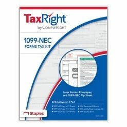 Brand new 😀 ComplyRight Tax Forms TaxRight 2022 1099-NEC 4-Part Laser Tax Form Kit With Envelopes, 50/Pack (NECSC6103E) ⭐