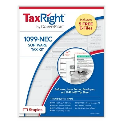 Buy 🎉 ComplyRight Tax Forms TaxRight 1099-NEC 4-Part Laser Tax Form Kit With Software And Envelopes, 10/Pack (NECSC6103ES10) ✔️
