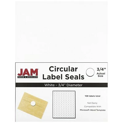 Best Sale 💯 Labels JAM Paper® Round Circle Label Sticker Seals, 3/4, White, 108/pack (3147612190) 💯