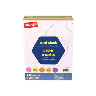 Cheap ⭐ Card Stock Staples 65 Lb. Cardstock Paper, 8.5" X 11", Assorted Colors, 400 Sheets/Pack (25496) ✨