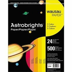 Hot Sale 😍 AstroBrights Colored Paper, 24 Lbs., 8.5" X 11", Assorted Warm Colors, 500 Sheets/Ream (WAU20272) 🎉