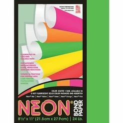 Promo 👍 Art Paper & Rolls Pacon Neon Paper, 8-1/2" X 11", Green, 100 Sheets/Pack (104317) 👏