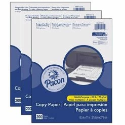New 😀 Art Paper & Rolls Pacon® Multi-Purpose Paper, 20 Lb., 8.5" X 11", White, 200 Sheets Per Pack, 3 Packs (PACMMK12112-3) 🔥