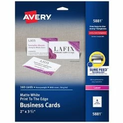 Discount 👏 Business & Loyalty Cards Avery Laser Business Cards, 3.5"W X 2"L, Uncoated White 160/Pack (5881) 🧨