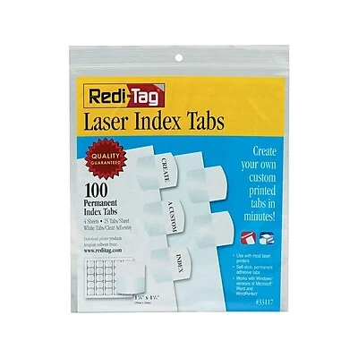 Cheapest 🌟 Redi Tag Redi-Tag Laser Tabs, White, 1.13" Wide, 100/Pack (33117) 💯