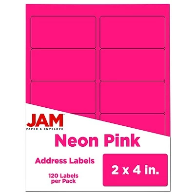 Best reviews of 😉 JAM Paper Laser/Inkjet Shipping Address Labels, 2" X 4", Neon Pink, 10 Labels/Sheet, 12 Sheets/Pack (354328023) 😍