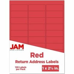 Discount 👍 JAM Paper Laser/Inkjet Mailing Address Labels, 1" X 2 5/8", Red, 30 Labels/Sheet, 4 Sheets/Pack (4514939) ✨