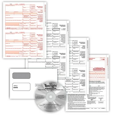 Discount 🎁 ComplyRight 1099 Miscellaneous Pre-Packaged Laser Sets TaxRight 1099-MISC 4-Part Laser Tax Form Kit With Software And Envelopes, 10/Pack (SC6103ES10) 👍 - Image 3