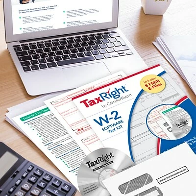 Coupon ⌛ ComplyRight W-2 Pre-Packaged Laser Sets TaxRight W-2 4-Part Laser Tax Form Kit With Software And Envelopes, 10/Pack (SC5645ES10) ❤️ - Image 5