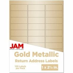 Discount ⌛ JAM Paper Laser/Inkjet Mailing Address Labels, 1" X 2 5/8", Gold Metallic, 120 Labels/Pack (40732537) ⌛