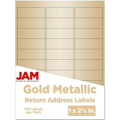 Discount ⌛ JAM Paper Laser/Inkjet Mailing Address Labels, 1" X 2 5/8", Gold Metallic, 120 Labels/Pack (40732537) ⌛