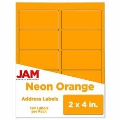 Cheap 🧨 JAM Paper Laser/Inkjet Shipping Address Labels, 2" X 4", Neon Orange, 10 Labels/Sheet, 12 Sheets/Pack (35432826) 👏