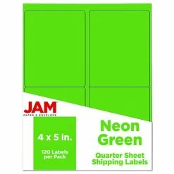 Wholesale 🎉 JAM Paper Laser/Inkjet Shipping Address Labels, 4" X 5", Neon Green, 10 Labels/Sheet, 12 Sheets/Pack (354329156) ⭐