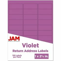 Coupon 👍 JAM Paper Laser/Inkjet Mailing Address Label, 1" X 2 5/8", Purple, 30 Labels/Sheet, 4 Sheets/Pack (302725788) 😍